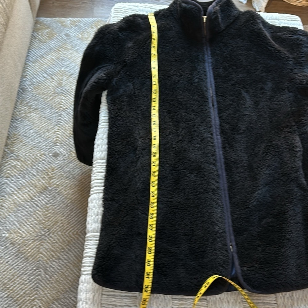 J. Crew Black Fleece faux fur Long tunic coat - Picture 11 of 13